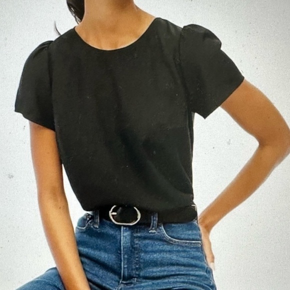 NEW J. CREW FACTORY Short-sleeve crepe top puff sleeves in Red Size Large - Picture 7 of 9